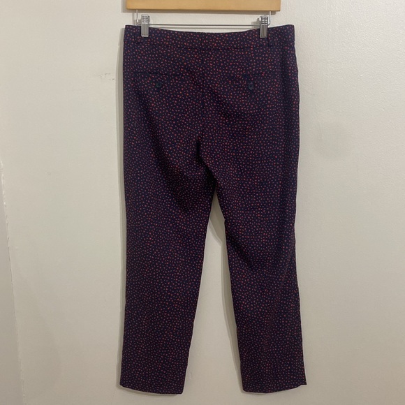 Banana Republic Women Avery Pant Size 4 Navy Red Straight Fit Patterned Mid Rise - Picture 3 of 13